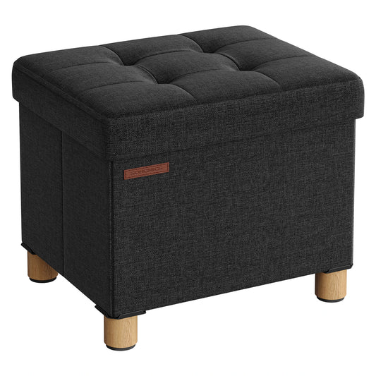 Kussenbox - Kruk - Bank - Opbergbox - Opbergruimte - 32 cm x 40 cm x 33,5 cm - Zwart - QUORE