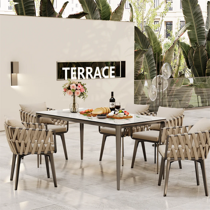 Eettafel – Eettafel Rechthoekig – Sintered Stone Tafel – Moderne Tafel – Hittebestendig Tafelblad – Aluminium Poten – Krasbestendig - 160 x 80 x 74 cm - Wit