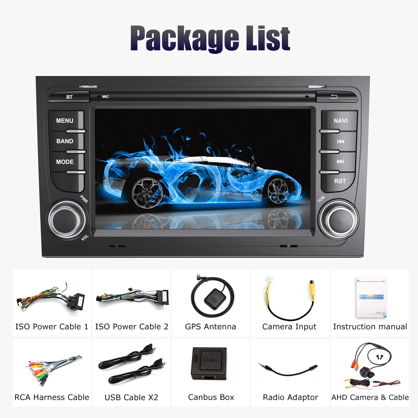 Multimedia Autoradio - Android Autoradio - Draadloze - Voor Audi A4/S4/RS4 (B6/B7) en Seat Exeo - CarPlay - GPS Navigatie - Bluetooth - 7" - Touchscreen - 32G - AHD - QUORE