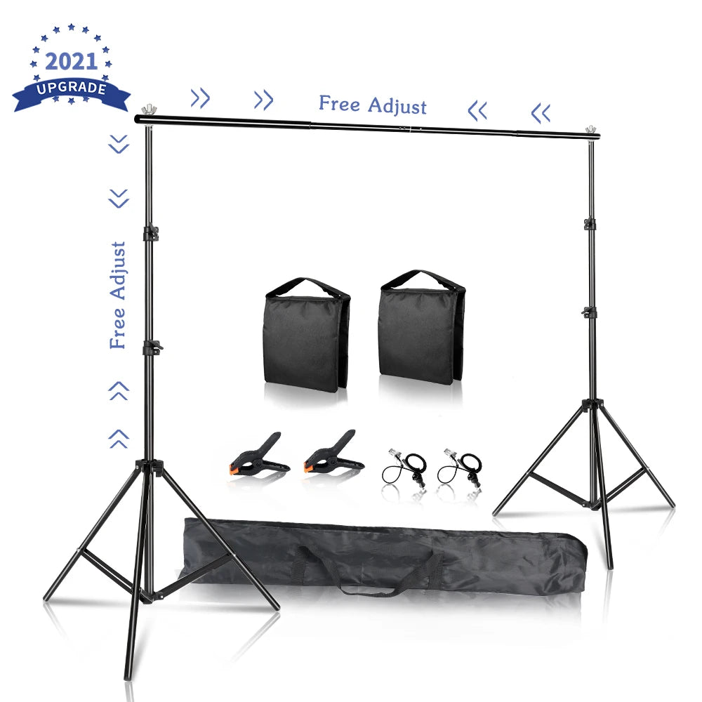 SH Background Stand Support System Photography Studio Backdrop Kit Holder with Carry Bag for Muslins Backdrops,Paper and Canvas - QUORE