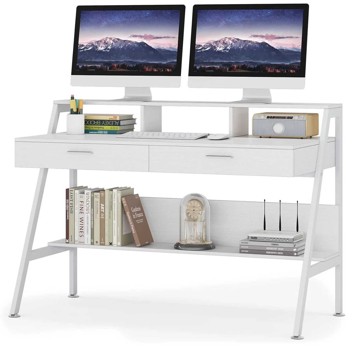 Bureau – Werkplek – Studieplek – Thuiswerkplek – Bureau Met Lade – Metalen Frame - 120 x 60 x 90 - Wit