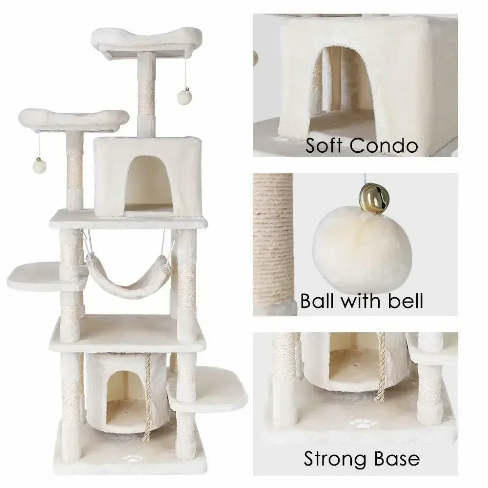 Kattenkrabpaal - 170 cm – Luxe Multi-Level Klimboom - met Krabpaal - voor Katten - Hangmat en Schuilhuisjes - Donkergrijs