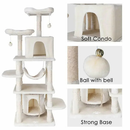 Kattenkrabpaal - 170 cm – Luxe Multi-Level Klimboom - met Krabpaal - voor Katten - Hangmat en Schuilhuisjes - Donkergrijs