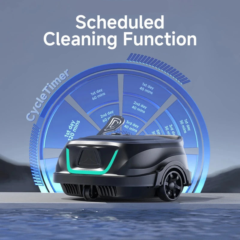 Zwembadstofzuigers - Zwembadrobot - Draadloos Zwembadreiniger - met Slimme Navigatie - voor Automatisch Parkeren - Dubbellaags Filtratie - 120min. Looptijd - 2600mAh - 33W - Zwart - QUORE