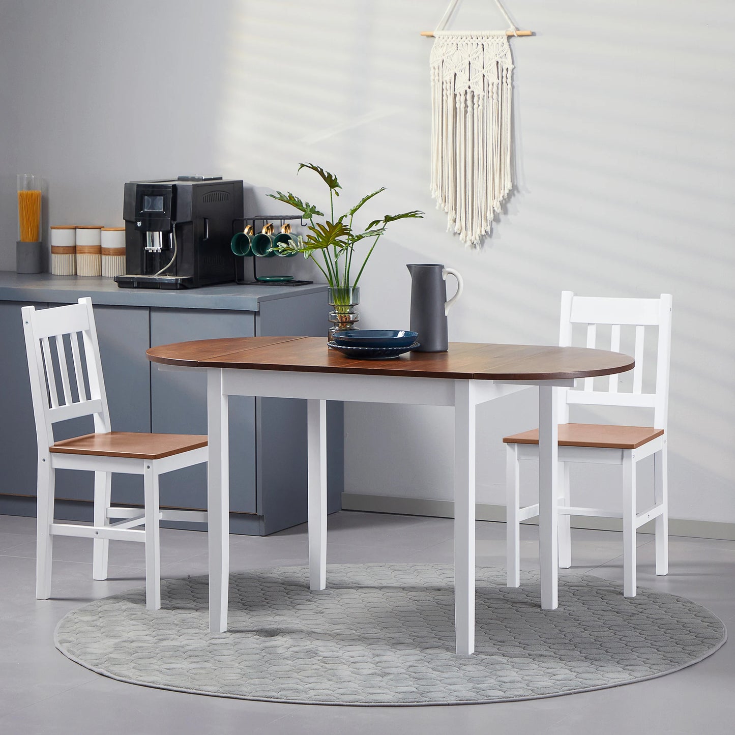 Eettafel – Uitklapbare Tafel – Grenenhouten Tafel – Compacte Eettafel – Flexibel Formaat – Onderhoudsvriendelijk - 140 x 70 x 75 cm - Bruin