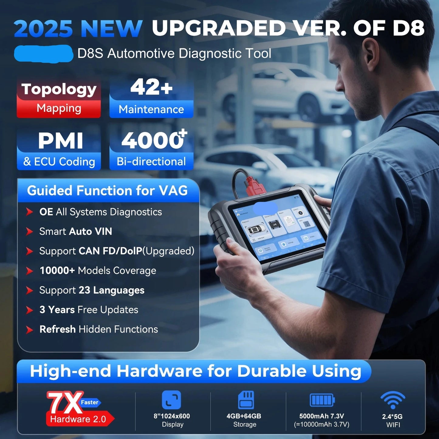 Autodiagnoseapparaat – Autoscanner – Diagnose Tool – Foutcode Uitlezer – OBD Scanner – 8-Inch Touchscreen – Meer Dan 42 Onderhoudsfuncties