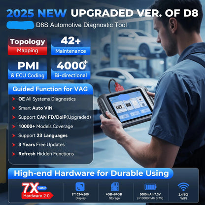 Autodiagnoseapparaat – Autoscanner – Diagnose Tool – Foutcode Uitlezer – OBD Scanner – 8-Inch Touchscreen – Meer Dan 42 Onderhoudsfuncties