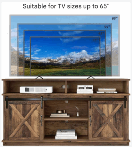 Grote Tv-Kast - Dressoir Entertainmentcentrum - met 2 Klassieke Schuifdeuren - Verstelbare Planken - voor Woonkamer - Eetkamer - Boerderijontwerp - 148x40x78cm