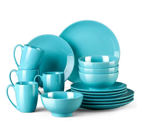 Serviesset – 48-delig – 12 Persoons – Porselein - Luxe – Bordenset – Dinner Platen – Dessertborden - Fel Licht Blauw
