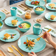 Serviesset – 48-delig – 12 Persoons – Porselein - Luxe – Bordenset – Dinner Platen – Dessertborden - Fel Licht Blauw