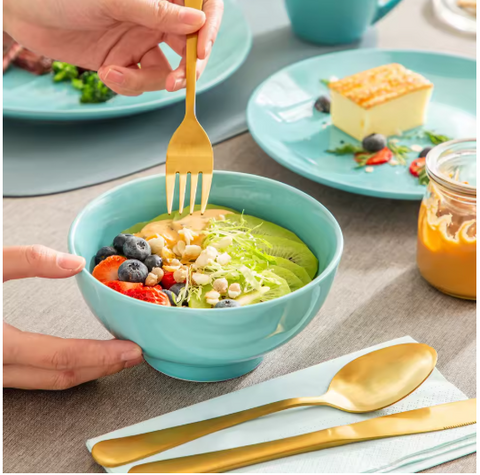 Serviesset – 48-delig – 12 Persoons – Porselein - Luxe – Bordenset – Dinner Platen – Dessertborden - Fel Licht Blauw