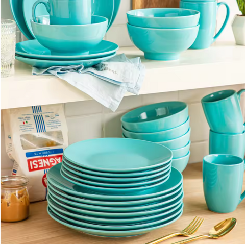 Serviesset – 48-delig – 12 Persoons – Porselein - Luxe – Bordenset – Dinner Platen – Dessertborden - Fel Licht Blauw