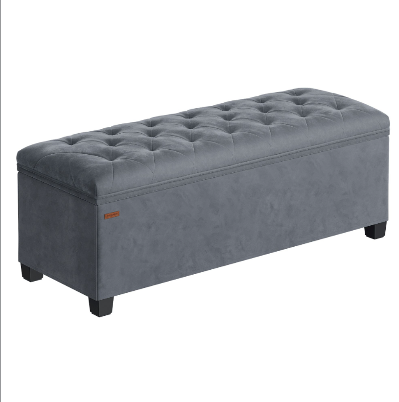 Bank - Zitbank - Slaapkamerbank - Slaapkamer - Opbergers - 38 cm x110 cm x 38 cm - Donkergrijs - QUORE