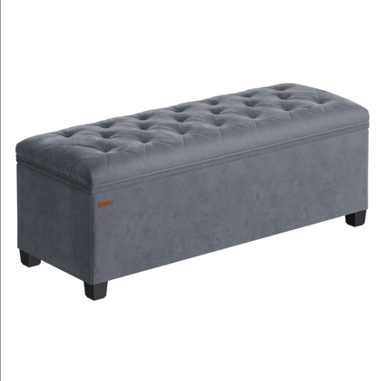 Bank - Zitbank - Slaapkamerbank - Slaapkamer - Opbergers - 38 cm x110 cm x 38 cm - Donkergrijs - QUORE