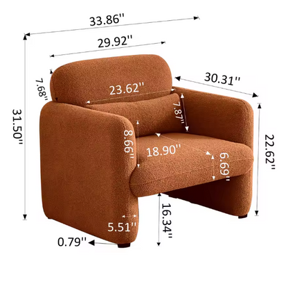 Relaxstoel – Lounge Stoel – Fauteuil – Stoel – Leesstoel – Zacht Stof – Houten Frame – Comfortabele Kussens - Oranje