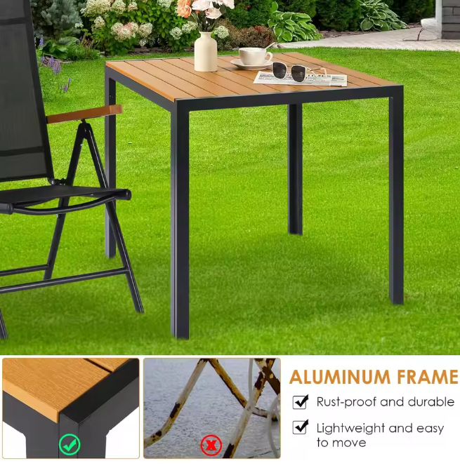 Tuinmeubelset – 3-Delige Tuinset – Patio Dinerset - Tuinmeubel – Balkonset – Terrasmeubilair – Aluminium Frame – 7-Standen Verstelbare Stoelen - Geel