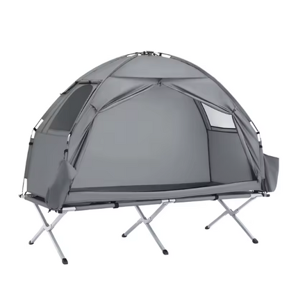 Campingtent - Opblaasbare Tent – Kampeertent – Lichtgewicht Tent – Outdoor Tent – Snelle Inflatie – Aluminium Frame – Compact Draagtas - Grijs