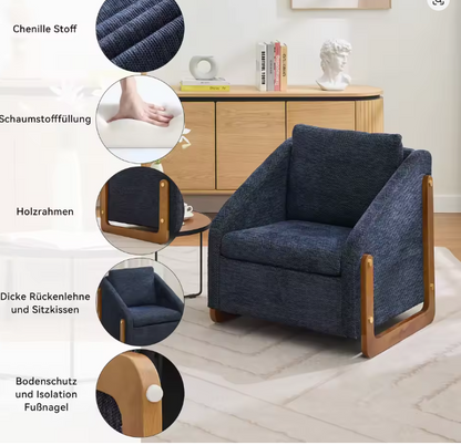 Fauteuil – Loungefauteuil – Relaxstoel – Zetel – Teddystof – Ergonomisch Comfort – Opbergruimte - 201 x 85 x 90 cm - Diepblauw - QUORE
