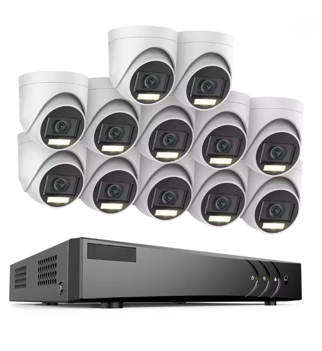 Bewakingsset 16 Kanaals – Beveiligingscamera – Cameraset – Surveillance Systeem – CCTV Kit – 12 HD Camera’s – Bewegingsdetectie Met Wit Licht  Geen Ingebouwde HDD