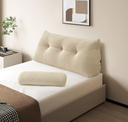 Lees-/Boekenkussen – Wigkussen – Rugkussen – Leeskussen – Kniekussen – Ergonomisch Ontwerp – Afneembare Wasbare Hoes – Creme 100x50x20 cm