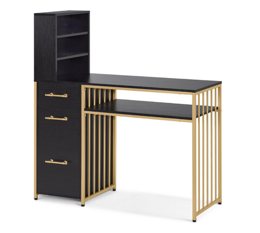 Bureau – Nageltafel – Kaptafel – Computertafel – Werkbureau – Zwart Metalen Frame – MDF Tafelblad 125x108x43 cm