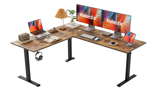 Ergonomisch L-Vormig Bureau – Zit-Sta Bureau – In Hoogte Verstelbaar Bureau – Hoekbureau – Elektrisch Verstelbaar – 160 X 140 CM – Stil Motorvermogen