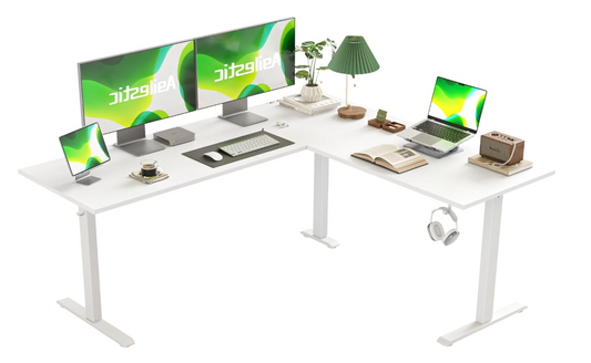L-Vormig Zit-Sta Bureau – Elektrisch Verstelbaar Bureau – Hoekbureau – Ergonomisch Bureau – Zit-Sta Tafel – 160 X 140 CM – Stille Motor Met Anti-Collision Technologie