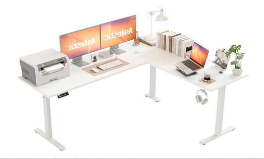 Verstelbaar L-Vormig Bureau – Sta-Bureau – Werkplek Tafel – Hoekbureau – Ergonomisch Bureau – 150 X 125 CM – Stil Elektrisch Motor