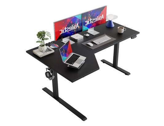 Ergonomisch L-vormig Elektrisch Zit-Sta Bureau – Hoekbureau – Verstelbaar Bureau – Zit-Sta Werkplek – Bureau Met Memoryfunctie – 150x90 cm – Stille Motor & Botsbeveiliging