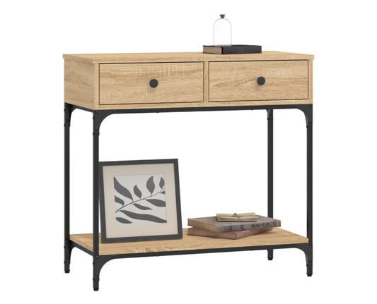 Haltafel – Sidetable – Console – Kaptafel – Wandtafel – Sonoma Eiken – Houten Frame – Met Lade