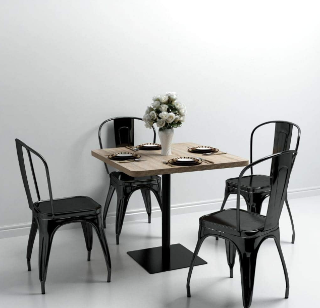 Bistro Tafel – Eettafel – Keukentafel – Bar Tafel – Vierkante Tafel – MDF Met Eikenlook – Compact 80x80 cm