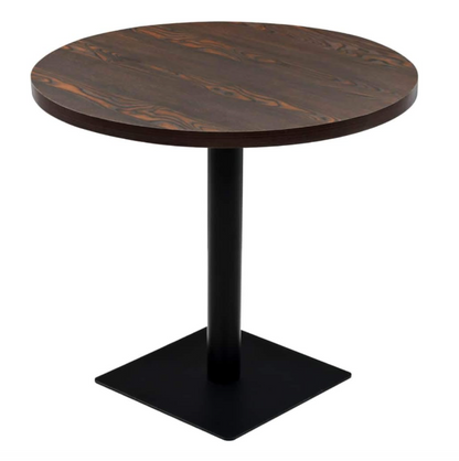 Bistrotafel – Keukentafel – Ronde Tafel – Bartafel – Moderne Eettafel – Donkere As MDF – 80 x 75 cm – Stevig Stalen Onderstel – Compact Formaat