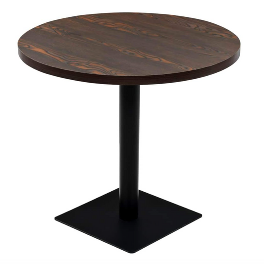 Bistrotafel – Keukentafel – Ronde Tafel – Bartafel – Moderne Eettafel – Donkere As MDF – 80 x 75 cm – Stevig Stalen Onderstel – Compact Formaat