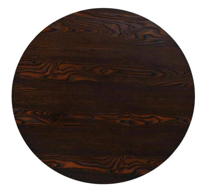 Bistrotafel – Keukentafel – Ronde Tafel – Bartafel – Moderne Eettafel – Donkere As MDF – 80 x 75 cm – Stevig Stalen Onderstel – Compact Formaat
