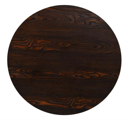Bistrotafel – Keukentafel – Ronde Tafel – Bartafel – Moderne Eettafel – Donkere As MDF – 80 x 75 cm – Stevig Stalen Onderstel – Compact Formaat