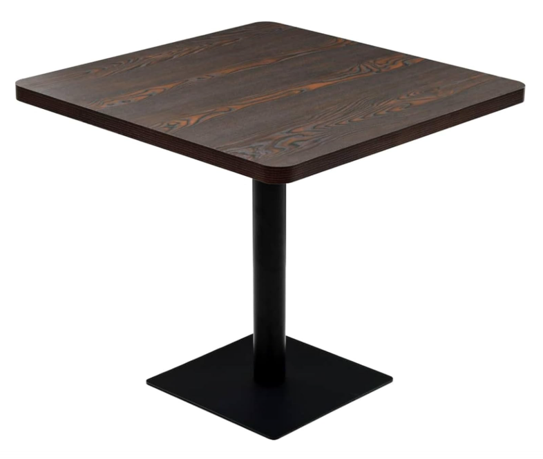 Bistrotafel – Bistro Tafel – Keukentafel – Bar Tafel – Eettafel – Donker Essen – MDF – Stalen Onderstel – 80 x 80 x 75 cm – Eenvoudig Schoon Te Maken – Stevig & Duurzaam