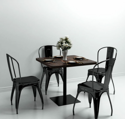 Bistrotafel – Bistro Tafel – Keukentafel – Bar Tafel – Eettafel – Donker Essen – MDF – Stalen Onderstel – 80 x 80 x 75 cm – Eenvoudig Schoon Te Maken – Stevig & Duurzaam
