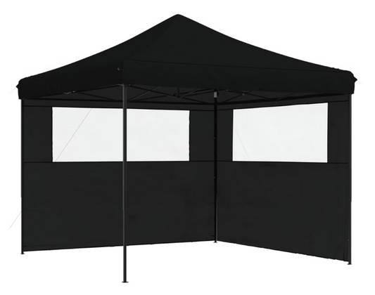 Partytent – Vouwtent – Tuinpaviljoen – Feesttent – Zwart – 292x292x315 cm – Pop-Up Design – Twee Zijwanden