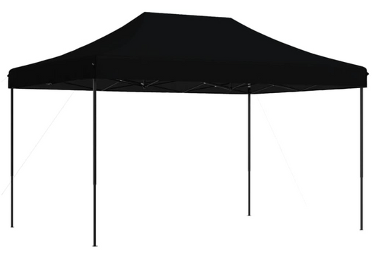 Partytent – Feesttent – Tuinpaviljoen – Easy-Up Tent – Opvouwbare Tent – Zwart – Waterbestendig Oxford Stof – Stevig Gepoedercoat Stalen Frame – 410x279x315 cm