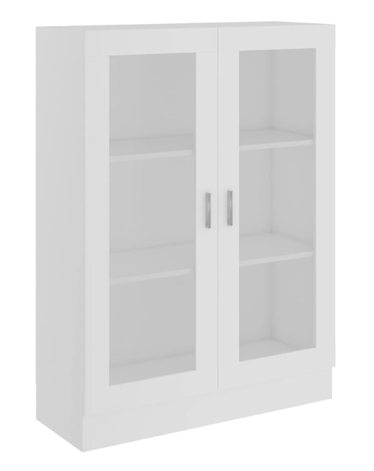 Vitrinekast – Boekenkast – Opbergkast – Displaykast – Kast Met Deuren – Wit – 82,5x30,5x115 cm – Hout En Glas – Wandbevestiging Voor Veiligheid