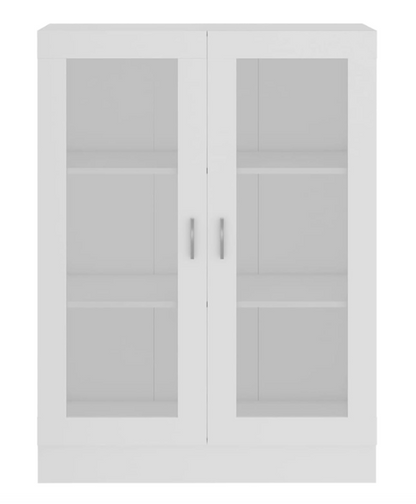 Vitrinekast – Boekenkast – Opbergkast – Displaykast – Kast Met Deuren – Wit – 82,5x30,5x115 cm – Hout En Glas – Wandbevestiging Voor Veiligheid