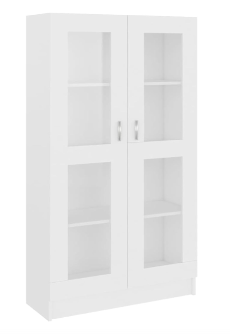 Vitrinekast – Displaykast – Boekenkast – Opbergkast – Wandkast – Hoogglans Wit – 82,5x30,5x150 cm – Stevig Hout – Inclusief Muurbeugel