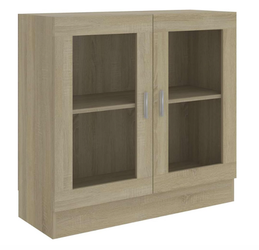 Vitrinekast – Displaykast – Boekenkast – Opbergkast – Wandkast – Sonoma Eiken – 82,5x30,5x80 cm – Hoogwaardig Houtmateriaal – Compact Design