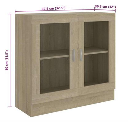 Vitrinekast – Displaykast – Boekenkast – Opbergkast – Wandkast – Sonoma Eiken – 82,5x30,5x80 cm – Hoogwaardig Houtmateriaal – Compact Design