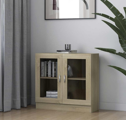 Vitrinekast – Displaykast – Boekenkast – Opbergkast – Wandkast – Sonoma Eiken – 82,5x30,5x80 cm – Hoogwaardig Houtmateriaal – Compact Design