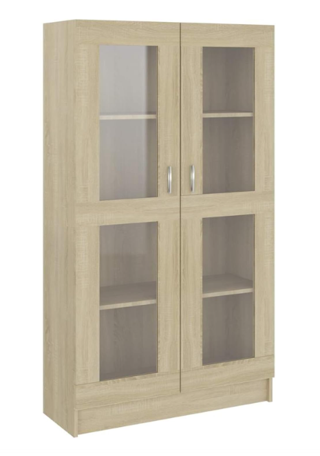 Vitrinekast – Glazen Vitrine – Boekenkast – Opbergkast – Wandkast – Sonoma Eik – 82,5x30,5x150 cm – Hoogwaardig Houtmateriaal – Veilig Met Wandbeugel