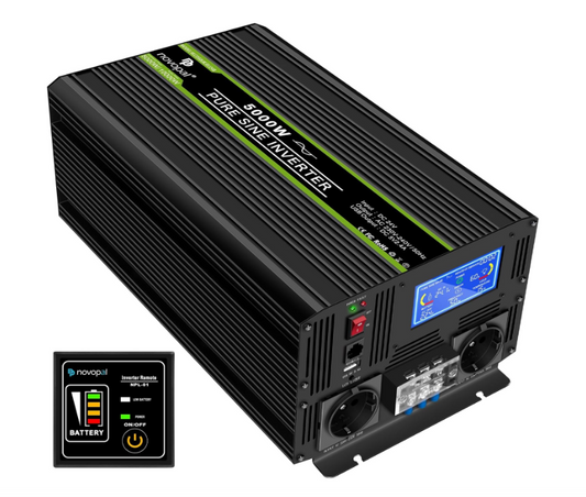 Zuivere Sinusgolf Inverter – Solar Omvormer – DC Naar AC Converter – Spanningsomzetter – Power Inverter – 5000W Continu Vermogen – LCD Display Met Afstandsbediening - QUORE
