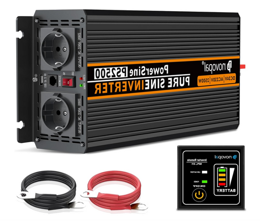 Omvormer – Spanningsomvormer – Stroomomvormer – Converter – Power Inverter – 2500W Continu Vermogen – Zuivere Sinusgolf Met 5m Afstandsbediening - QUORE