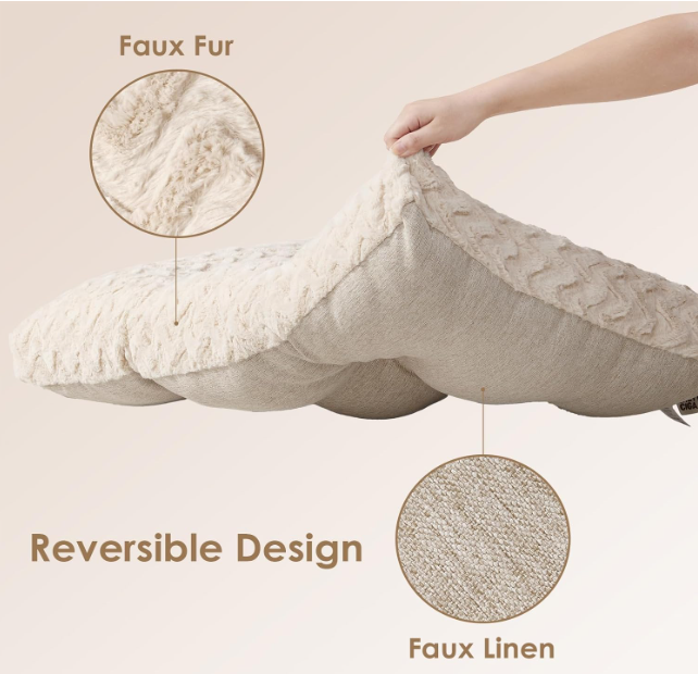 Hondenkussen – Hondenbed – Hondenmat – Ligkussen – XL Hondenmand – Voor Grote Honden – Dubbelzijdig Nepbont en Neplinnen – Wasbaar en Extra Ruim 104x68 cm