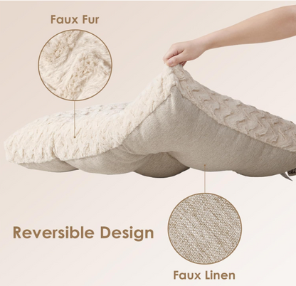 Hondenkussen – Hondenbed – Hondenmat – Ligkussen – XL Hondenmand – Voor Grote Honden – Dubbelzijdig Nepbont en Neplinnen – Wasbaar en Extra Ruim 104x68 cm